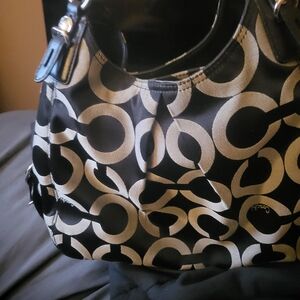 Coach Black and Cream Shoulder Bag